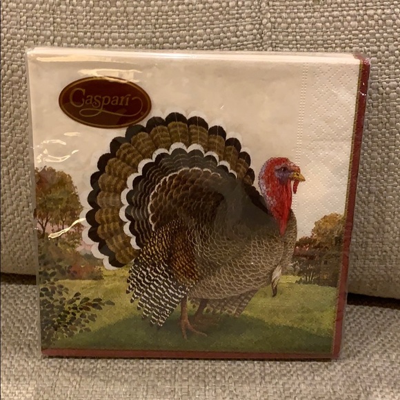 2 pkgs Caspari Autumn Thanksgiving Farm Napkins - Picture 1 of 2